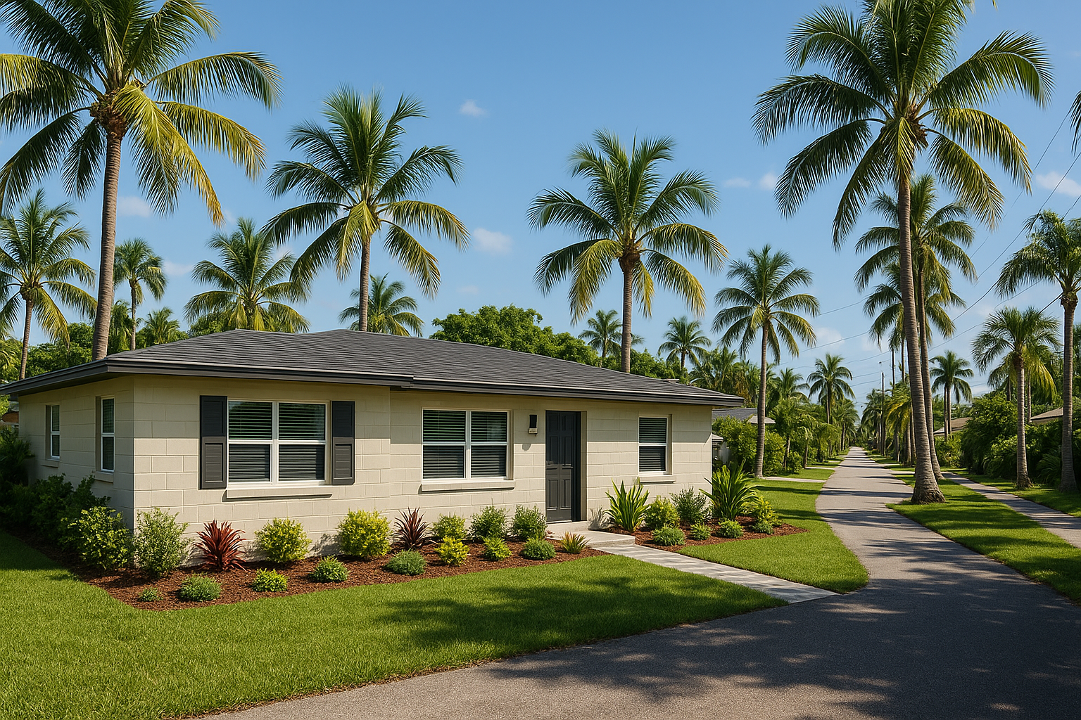 A renovated 1950s ranch home on a palm-lined Cresthaven street in Pompano Beach