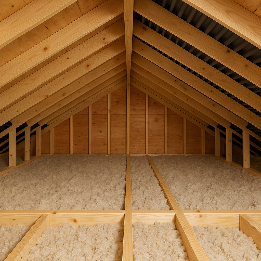 The same attic sheathing cleaned and treated, with new ventilation baffles