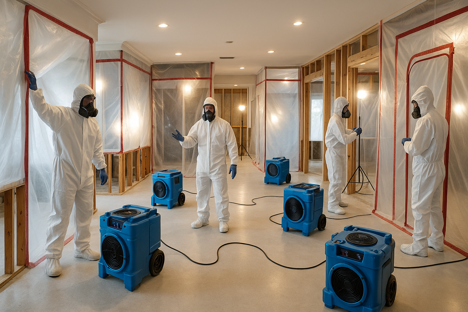 Multiple containment zones and air scrubbers during a whole-home remediation in Pompano Beach